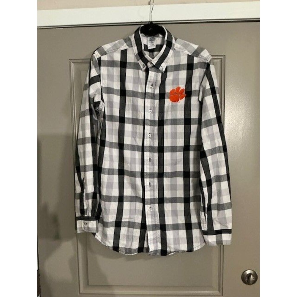 Rivalry Threads Clemson Tigers Long Sleeve Black White Button Down Shirt Sz M